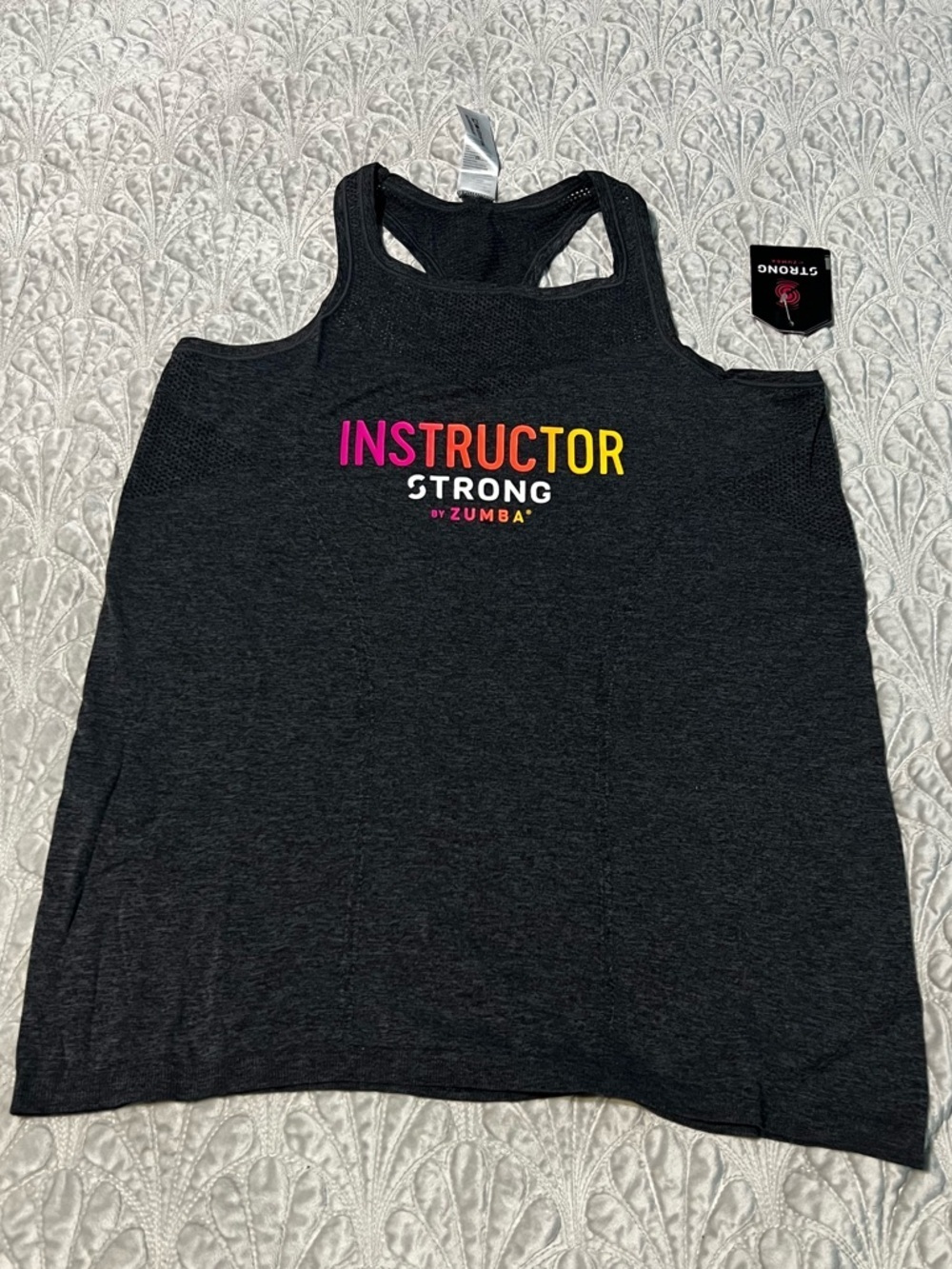 Zumba Fitness Instructor Strong by Zumba Women's Black seamless Tank Top nwt